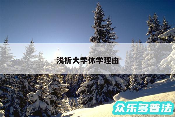 浅析大学休学理由
