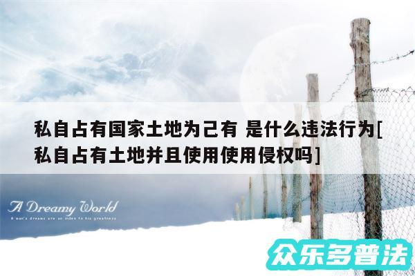 私自占有国家土地为己有 是什么违法行为及私自占有土地并且使用使用侵权吗