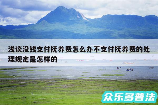 浅谈没钱支付抚养费怎么办不支付抚养费的处理规定是怎样的