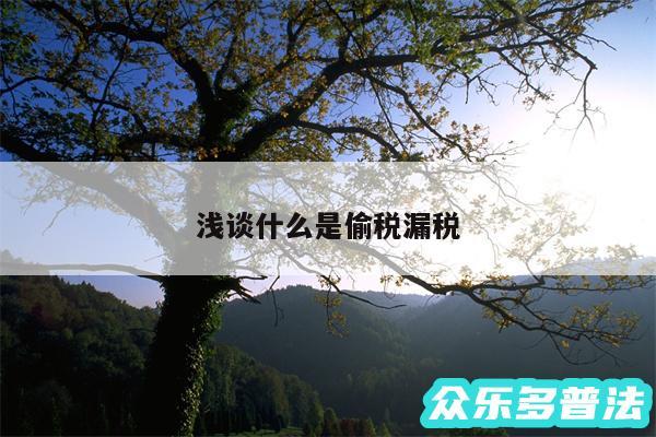 浅谈什么是偷税漏税