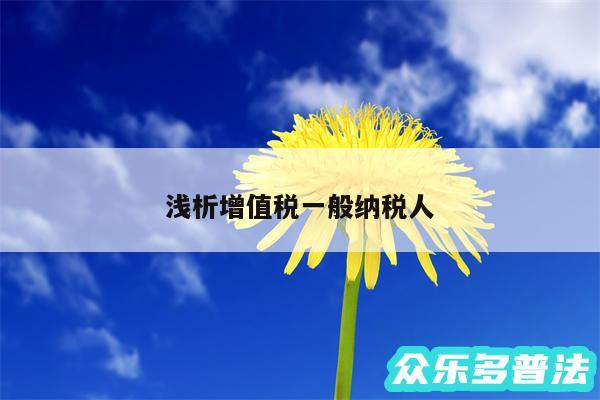 浅析增值税一般纳税人