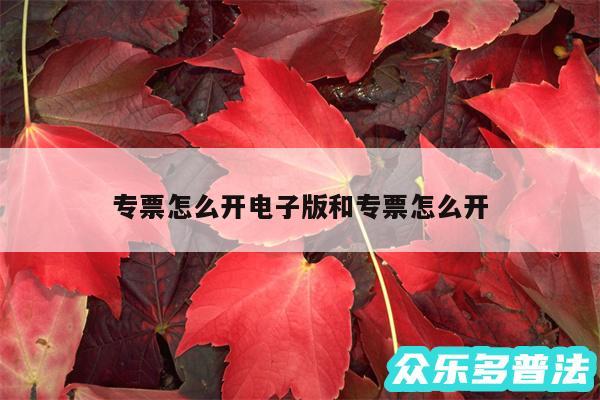 专票怎么开电子版和专票怎么开