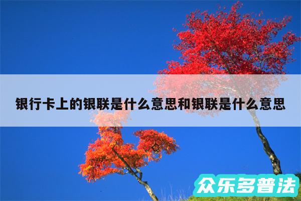 银行卡上的银联是什么意思和银联是什么意思