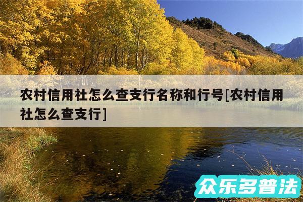 农村信用社怎么查支行名称和行号及农村信用社怎么查支行