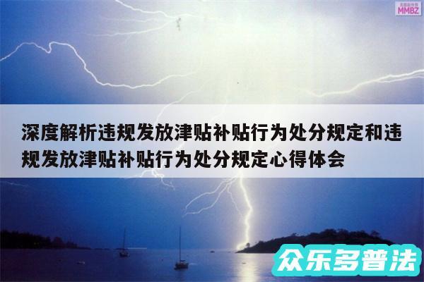 深度解析违规发放津贴补贴行为处分规定和违规发放津贴补贴行为处分规定心得体会