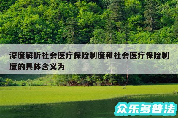 深度解析社会医疗保险制度和社会医疗保险制度的具体含义为