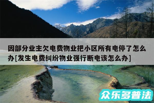 因部分业主欠电费物业把小区所有电停了怎么办及发生电费纠纷物业强行断电该怎么办