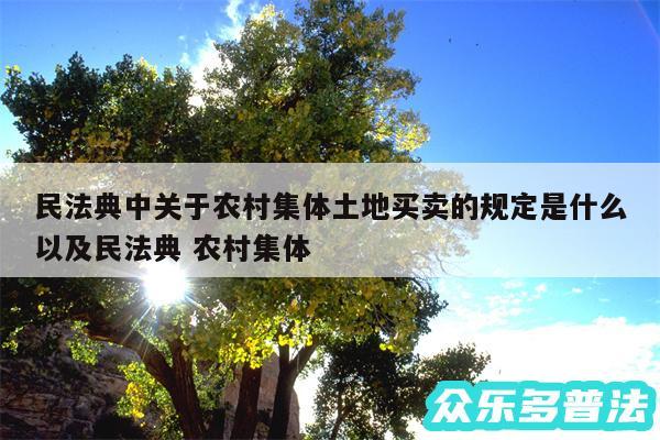 民法典中关于农村集体土地买卖的规定是什么以及民法典 农村集体