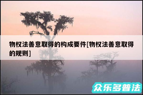 物权法善意取得的构成要件及物权法善意取得的规则