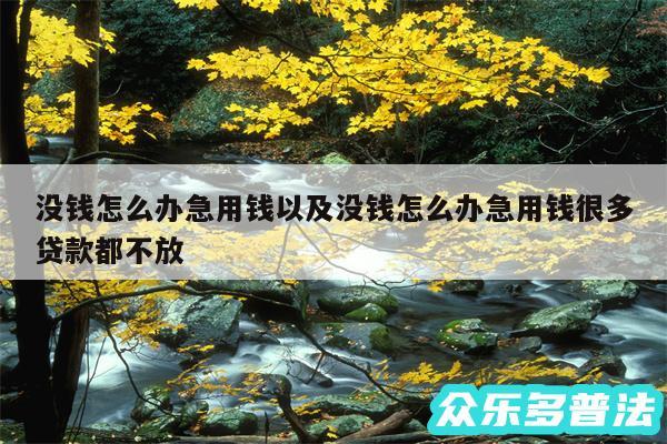 没钱怎么办急用钱以及没钱怎么办急用钱很多贷款都不放