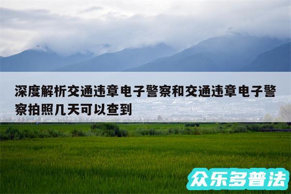 深度解析交通违章电子警察和交通违章电子警察拍照几天可以查到