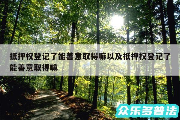 抵押权登记了能善意取得嘛以及抵押权登记了能善意取得嘛