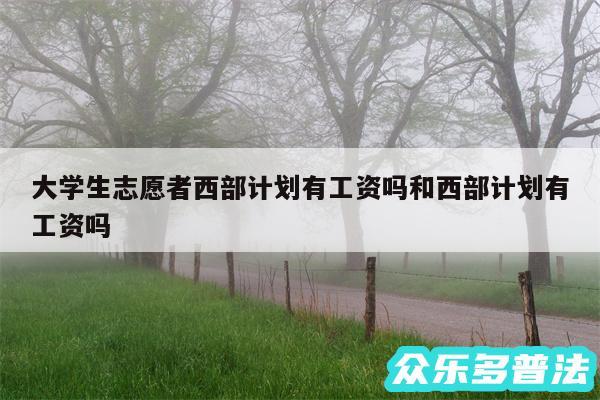 大学生志愿者西部计划有工资吗和西部计划有工资吗