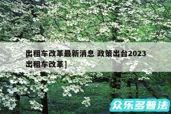 出租车改革最新消息 政策出台2024
及出租车改革