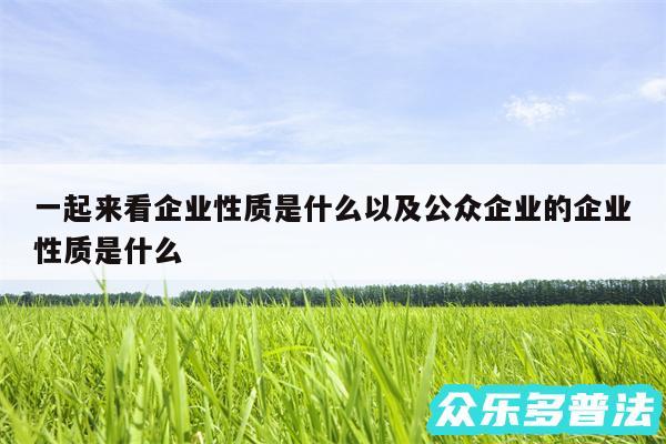 一起来看企业性质是什么以及公众企业的企业性质是什么