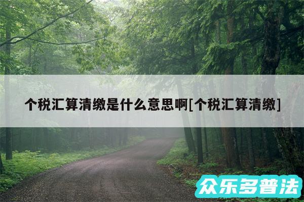 个税汇算清缴是什么意思啊及个税汇算清缴