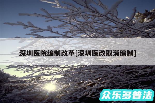 深圳医院编制改革及深圳医改取消编制