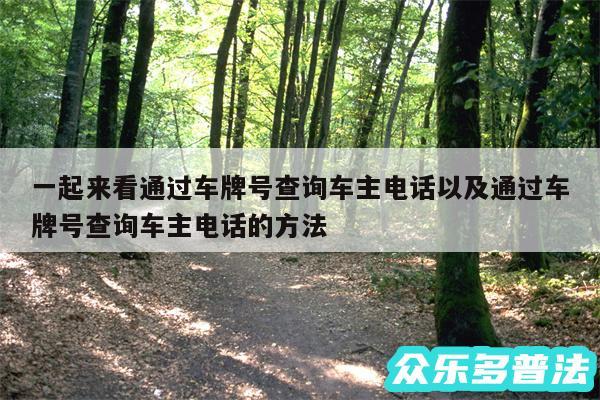 一起来看通过车牌号查询车主电话以及通过车牌号查询车主电话的方法