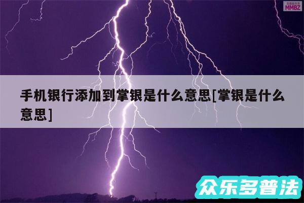 手机银行添加到掌银是什么意思及掌银是什么意思