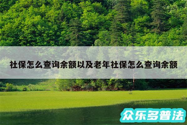 社保怎么查询余额以及老年社保怎么查询余额