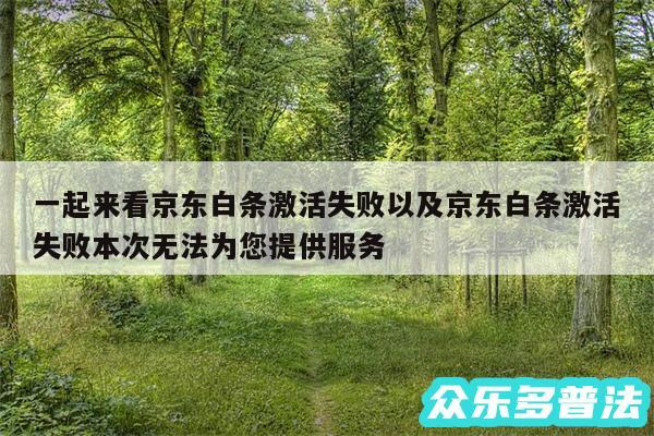 一起来看京东白条激活失败以及京东白条激活失败本次无法为您提供服务