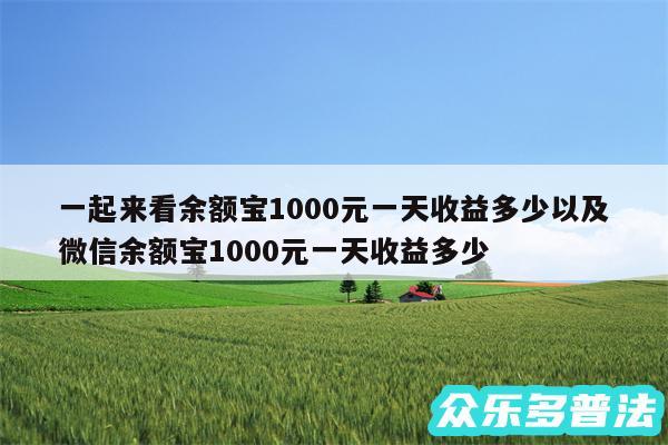 一起来看余额宝1000元一天收益多少以及微信余额宝1000元一天收益多少