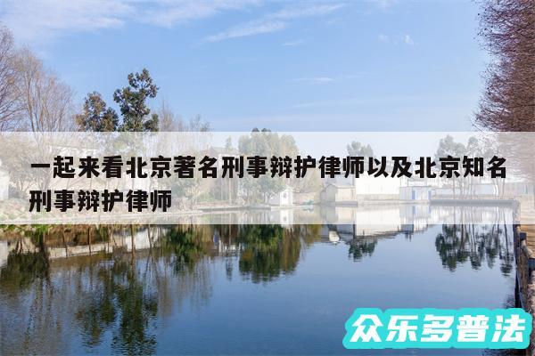 一起来看北京著名刑事辩护律师以及北京知名刑事辩护律师