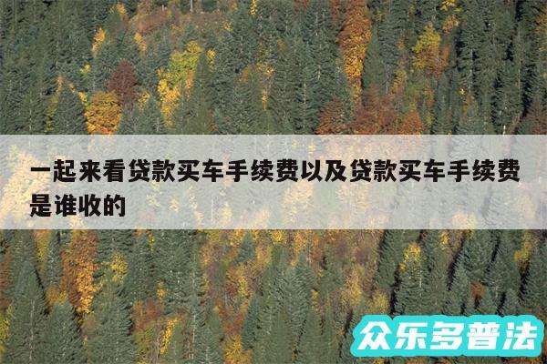 一起来看贷款买车手续费以及贷款买车手续费是谁收的