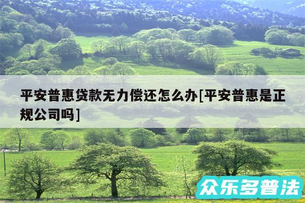 平安普惠贷款无力偿还怎么办及平安普惠是正规公司吗