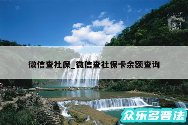 微信查社保_微信查社保卡余额查询