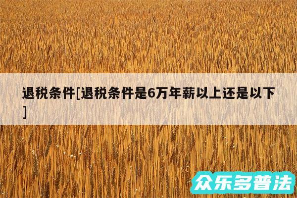 退税条件及退税条件是6万年薪以上还是以下