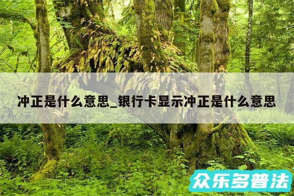 冲正是什么意思_银行卡显示冲正是什么意思