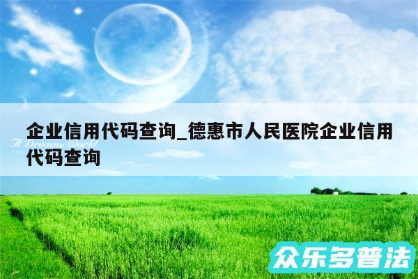 企业信用代码查询_德惠市人民医院企业信用代码查询