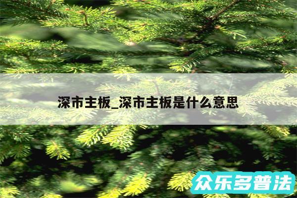 深市主板_深市主板是什么意思