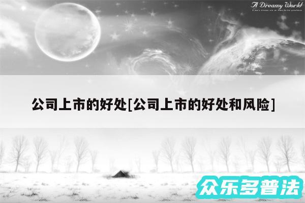 公司上市的好处及公司上市的好处和风险