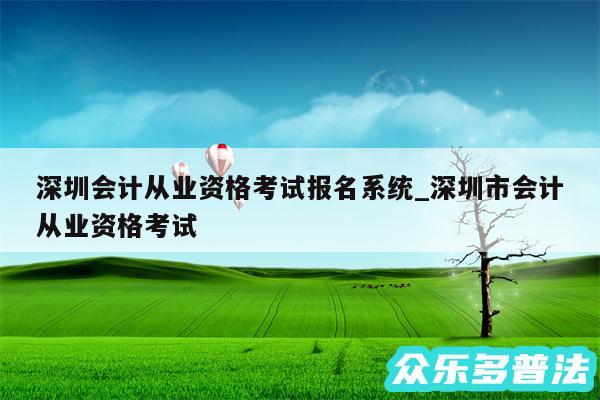 深圳会计从业资格考试报名系统_深圳市会计从业资格考试