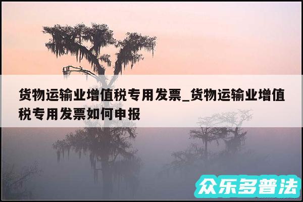 货物运输业增值税专用发票_货物运输业增值税专用发票如何申报