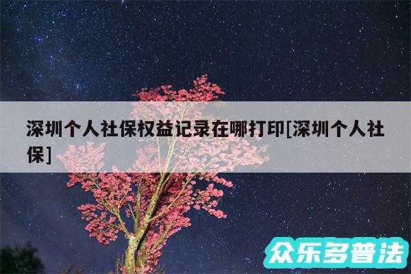 深圳个人社保权益记录在哪打印及深圳个人社保