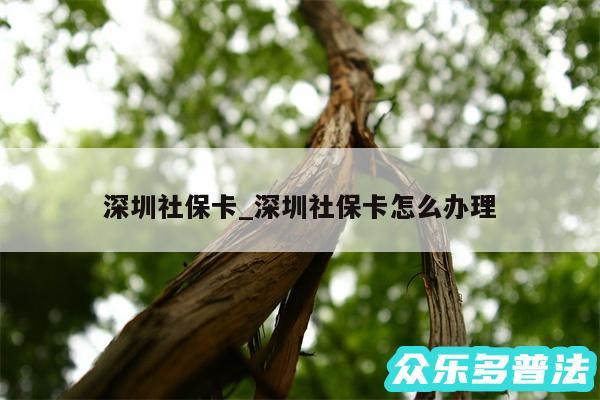 深圳社保卡_深圳社保卡怎么办理