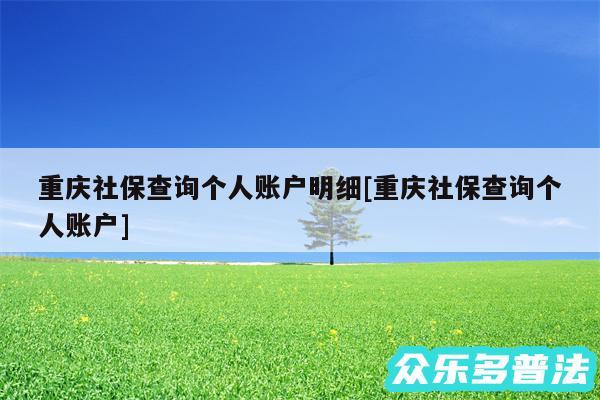 重庆社保查询个人账户明细及重庆社保查询个人账户