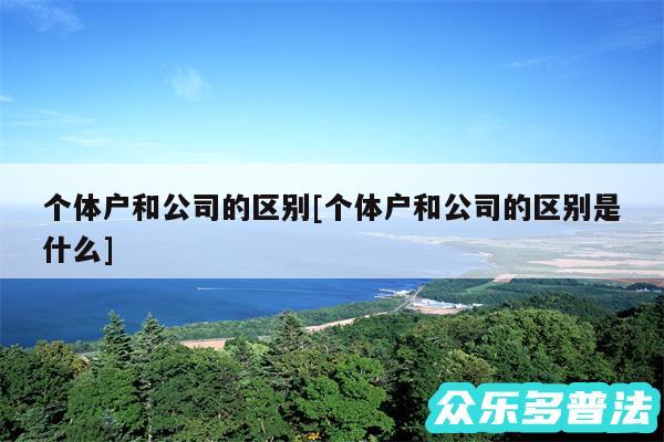 个体户和公司的区别及个体户和公司的区别是什么