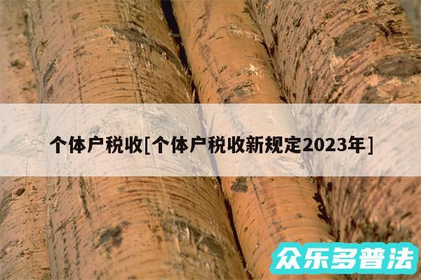 个体户税收及个体户税收新规定2024年