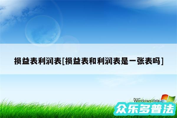 损益表利润表及损益表和利润表是一张表吗