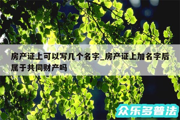 房产证上可以写几个名字_房产证上加名字后属于共同财产吗
