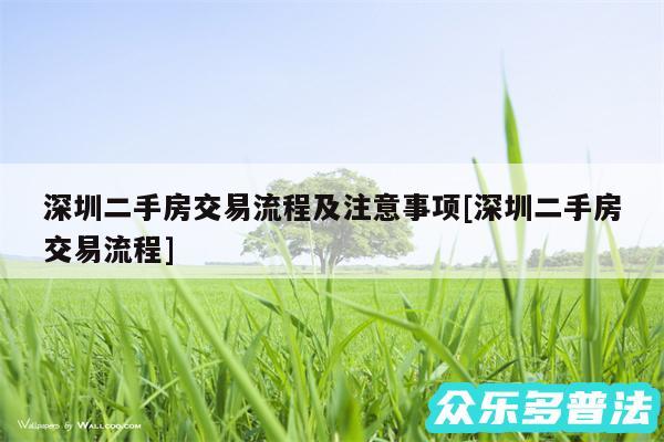 深圳二手房交易流程及注意事项及深圳二手房交易流程