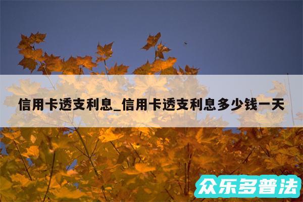 信用卡透支利息_信用卡透支利息多少钱一天