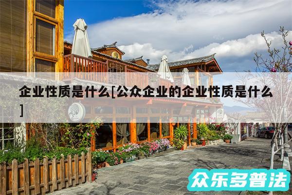 企业性质是什么及公众企业的企业性质是什么