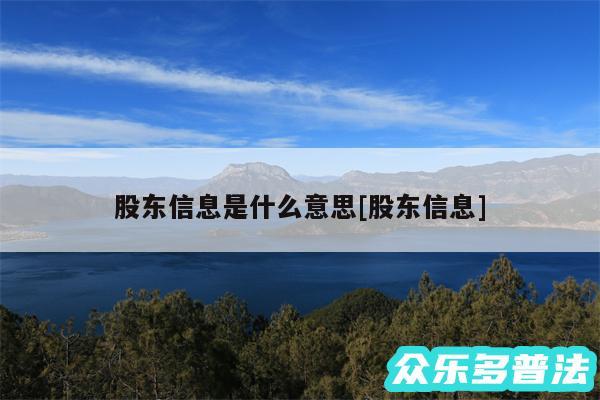 股东信息是什么意思及股东信息