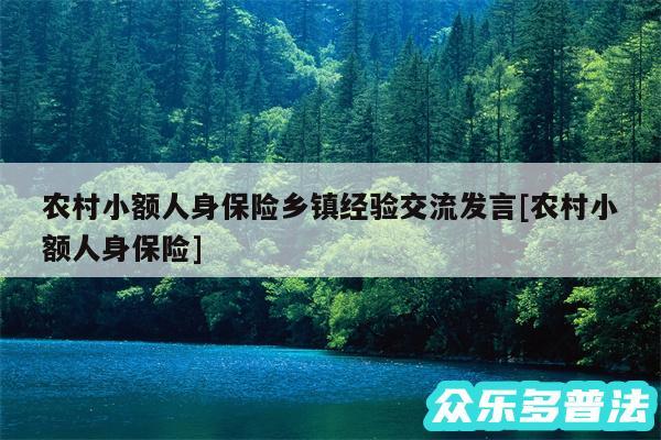 农村小额人身保险乡镇经验交流发言及农村小额人身保险