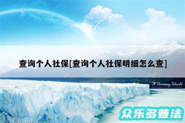 查询个人社保及查询个人社保明细怎么查